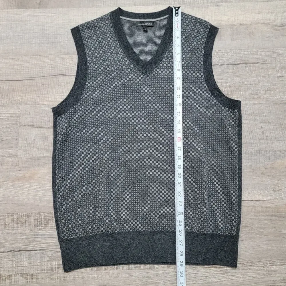 Banana‎ Republic Mens Merino Wool Alpaca Blend Sweater Vest Size Large V Neck